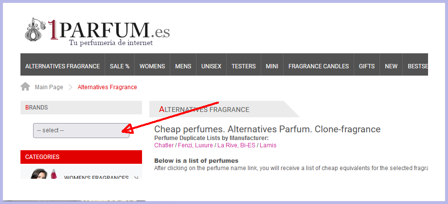 Lista de perfumes alternativos